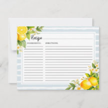 Elegant Lemon Vrijgezellenfeest Recipcard
