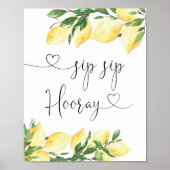 Elegant Lemon Vrijgezellenfeest Sip Sip Hooray Sig Poster (Voorkant)
