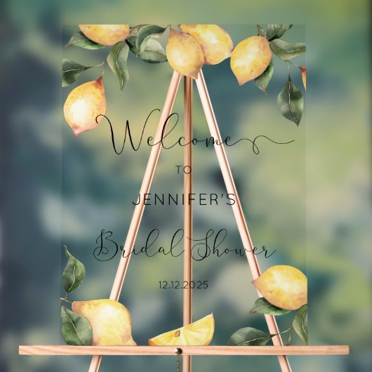 Elegant Lemon vrijgezellenfeest welkom Acryl Bord (Neutraal)