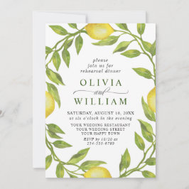 Elegant Lemon Waterverf Greenery REHEARSAL DINNER Kaart
