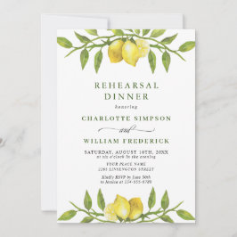 Elegant Lemon Waterverf Greenery REHEARSAL DINNER Kaart