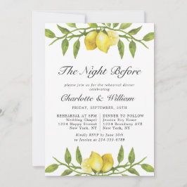 Elegant Lemon Waterverf Greenery REHEARSAL DINNER Kaart