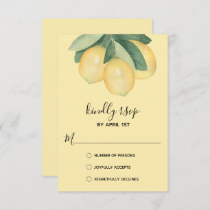 Elegant Lemon Waterverf RSVP Kaartje