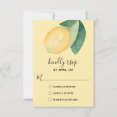 Elegant Lemon Waterverf RSVP Kaartje (Voorkant)