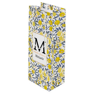 Elegant Lemon-wijnpatroon kiest uw kleur Wijn Cadeautas