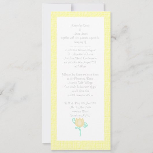 ELEGANT LEMON YELLOW TULIP WEDDING INVITATION KAART (Voorkant)