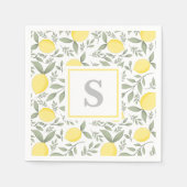Elegant Lemons and Leaves Pattern Monogram Servet (Voorkant)