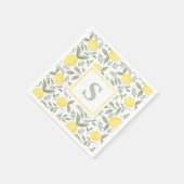 Elegant Lemons and Leaves Pattern Monogram Servet (Hoek)