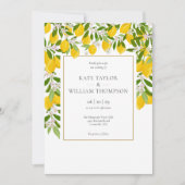 Elegant Lemons Blossom Greenery Foto Wedding Invi Kaart (Voorkant)
