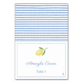 Elegant Lemons Blue Seersucker Stripes Place Card Kaart (Voorkant)