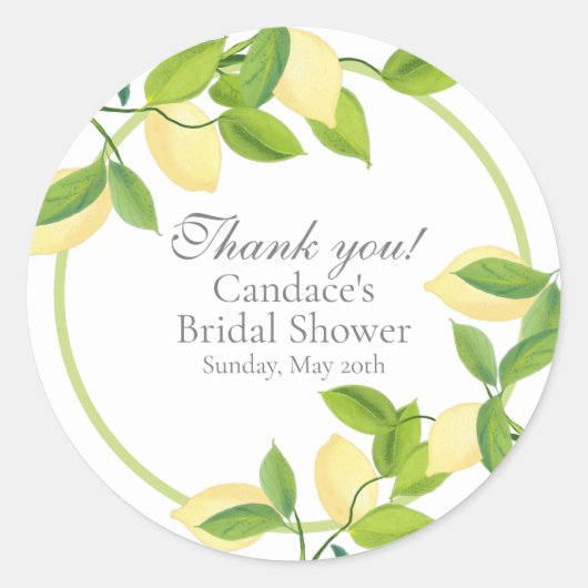Elegant Lemons Bridal Hartelijk dank Ronde Sticker (Voorkant)
