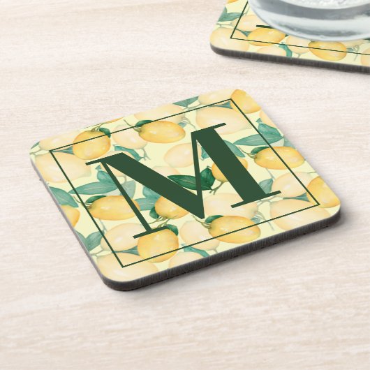 Elegant Lemons en Greenery Bier Onderzetter (Linkerzijde)