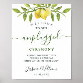 Elegant Lemons Floral Unplugged Wedding Ceremony Poster (Voorkant)