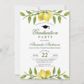 Elegant Lemons Greenery Chic Graduation Party Kaart (Voorkant)