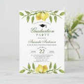 Elegant Lemons Greenery Chic Graduation Party Kaart (Staand voorkant)