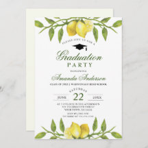 Elegant Lemons Greenery Chic Graduation Party