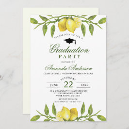 Elegant Lemons Greenery Chic Graduation Party Kaart