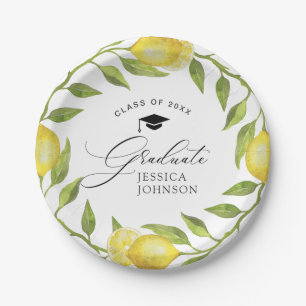 Elegant Lemons Greenery Chic Graduation Party Papieren Bordje