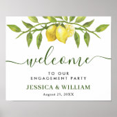 Elegant Lemons Greenery ENGAGTY Welkom Poster (Voorkant)