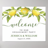 Elegant Lemons Greenery ENGAGTY Welkom Poster (Voorkant)
