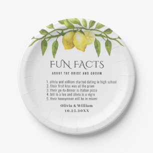 Elegant Lemons Greenery Fun Facts Wedding Papieren Bordje