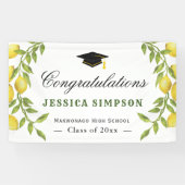 Elegant Lemons Greenery Modern Afstuderen Afstuder Spandoek (Horizontaal)