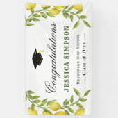 Elegant Lemons Greenery Modern Afstuderen Afstuder Spandoek (Verticaal)