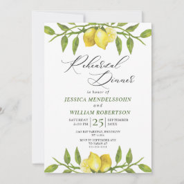 Elegant Lemons Greenery Modern Rehearsal Dinner Kaart