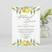 Elegant Lemons Greenery Modern Rehearsal Dinner Kaart (Staand voorkant)