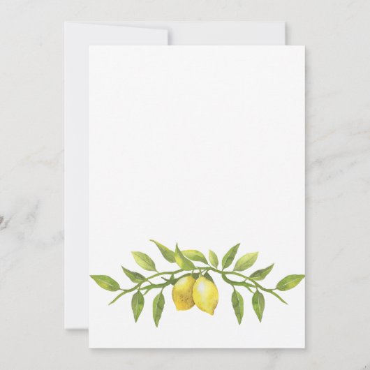 Elegant Lemons Greenery Modern Rehearsal Dinner Kaart (Achterkant)