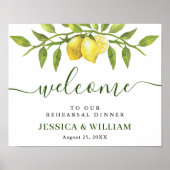 Elegant Lemons Greenery REHEARSAL DINNER Welkom Poster (Voorkant)