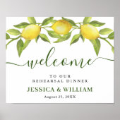 Elegant Lemons Greenery REHEARSAL DINNER Welkom Poster (Voorkant)