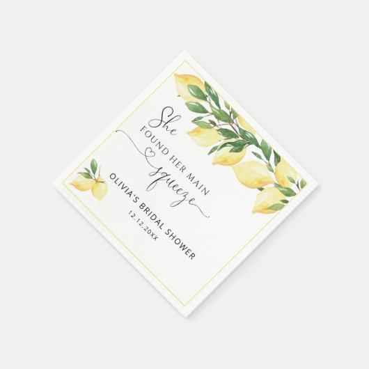 Elegant Lemons Greenery Vrijgezellenfeest Napkins Servet (Hoek)
