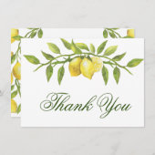 Elegant Lemons Greenery Waterverf Bedankkaart (Voorkant / Achterkant)
