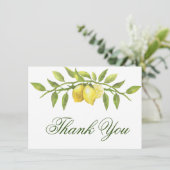 Elegant Lemons Greenery Waterverf Bedankkaart (Staand voorkant)