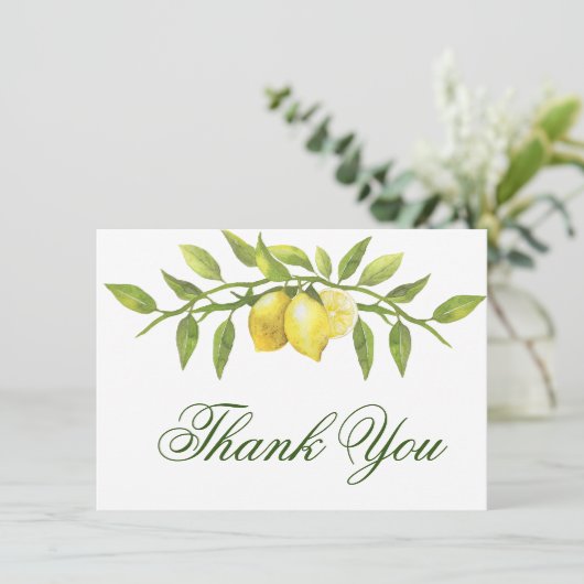 Elegant Lemons Greenery Waterverf Bedankkaart (Staand voorkant)