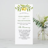 Elegant Lemons Greenery Wedding Ceremony Program Programmakaart (Staand voorkant)