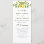 Elegant Lemons Greenery Wedding Ceremony Program Programmakaart (Voorkant)