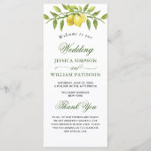 Elegant Lemons Greenery Wedding Ceremony Programmakaart (Voorkant)