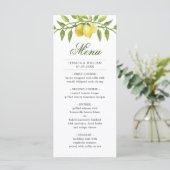 Elegant Lemons Greenery Wedding Dinner Menu (Staand voorkant)