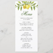 Elegant Lemons Greenery Wedding Dinner Menu (Voorkant)