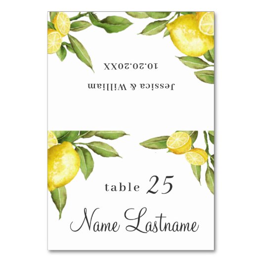 Elegant Lemons Greenery Wedding Escort Kaart (Voorkant)