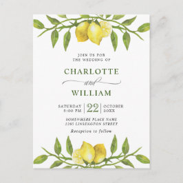Elegant Lemons Greenery Wedding Invitation Briefkaart