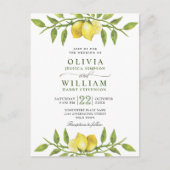 Elegant Lemons Greenery Wedding Invitation Briefkaart (Voorkant)