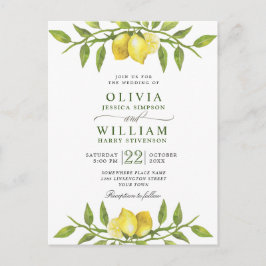 Elegant Lemons Greenery Wedding Invitation Briefkaart