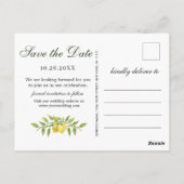 Elegant Lemons Greenery Wedding Save the Date Briefkaart (Achterkant)