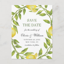 Elegant Lemons Greenery Wedding Save the Date