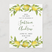 Elegant Lemons Greenery Wedding Save the Date Briefkaart (Voorkant)
