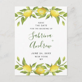 Elegant Lemons Greenery Wedding Save the Date Briefkaart