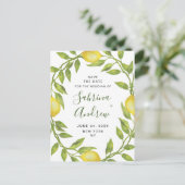 Elegant Lemons Greenery Wedding Save the Date Briefkaart (Staand voorkant)